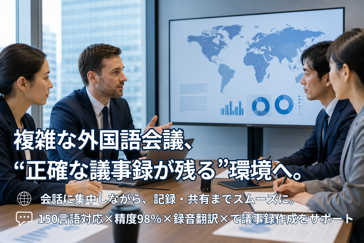 外国語会議の議事録作成を効率化するには？聞き漏れや認識ズレを防ぐ方法